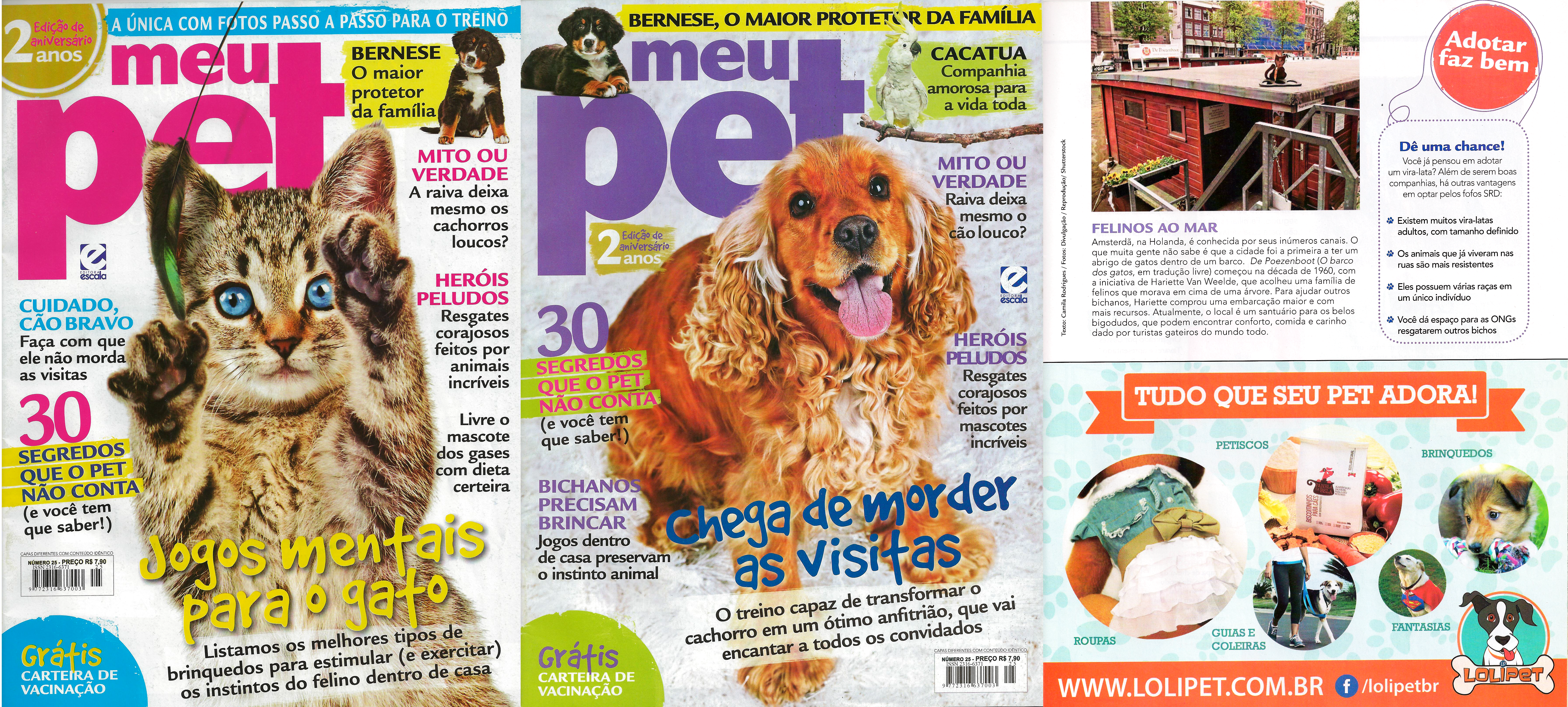 Anúncio e Capas da Revista Meu Pet do mês de Agosto